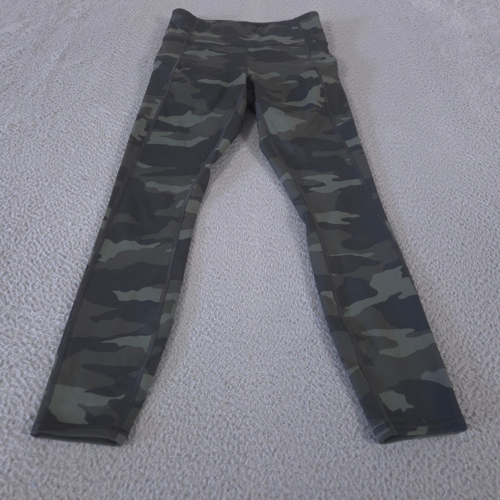 Athleta Leggings Womens XS Green Camo Contender 7/8 Tight Camouflage Powerlift‎